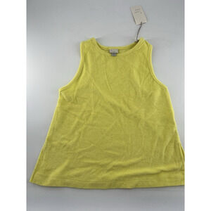 A New Day Women's Terry Slit Side Tank Top Yellow Shirt Stretchy Small New